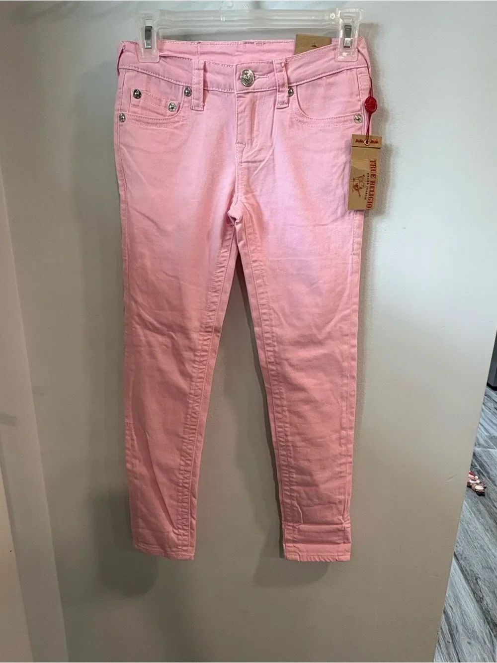 True Religion Light Pink Kids Slim Jeans